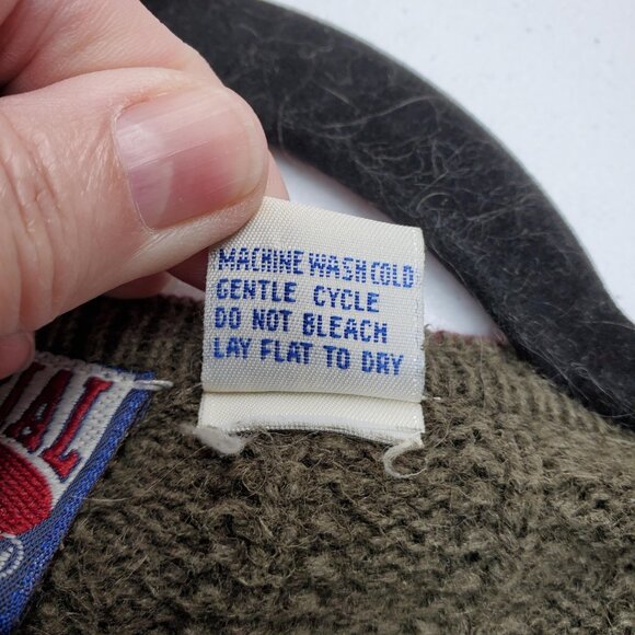 Vintage Industrial Rags Sweater Mens Extra Large Olive Green Button Pullover 90s - Picture 7 of 9